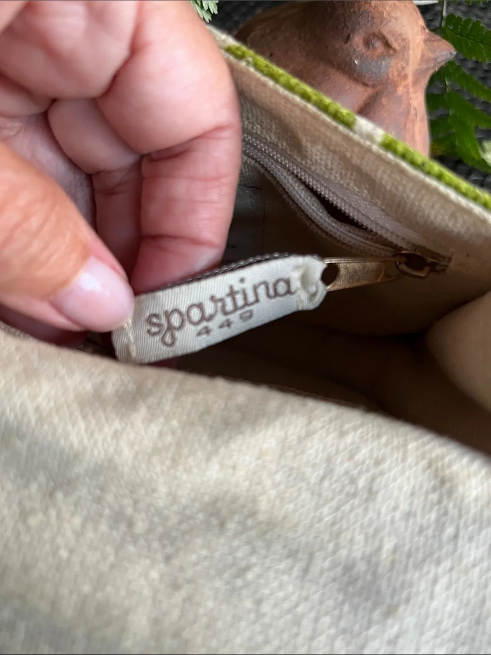 Spartina 449 Navy, Bright Blue & Lime Green Crossbody Leather and Linen